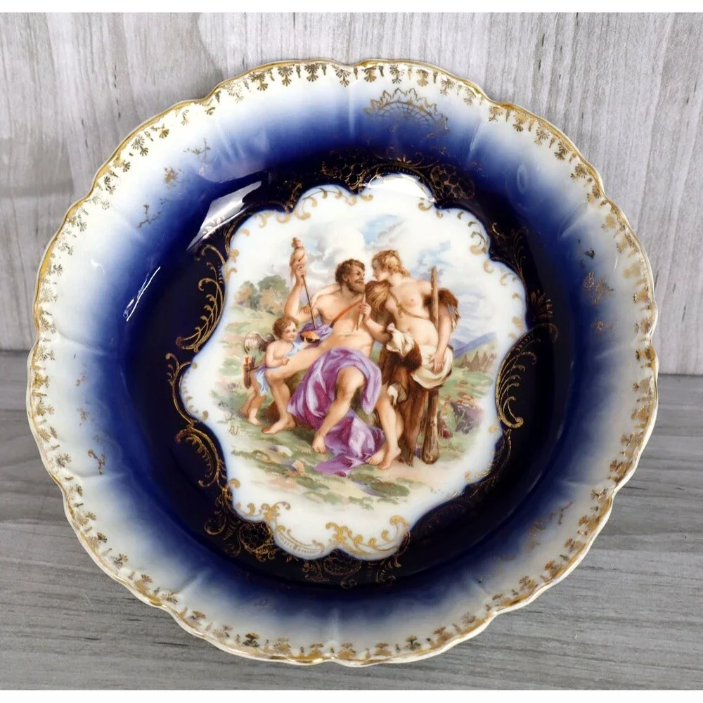 ROYAL BAVARIAN GERMANY PMB FLOW BLUE ZEUS & HERRA DECORATION 9